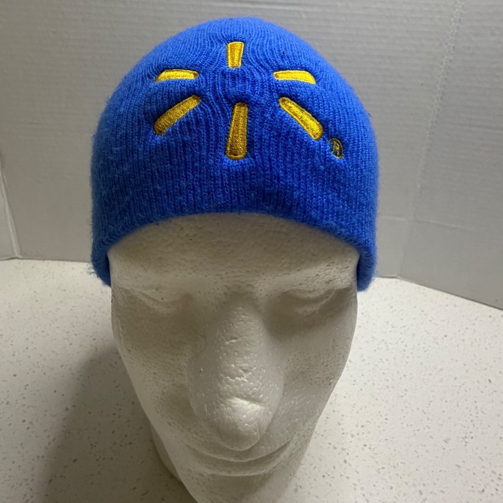 Walmart Employee Uniform Beanie Royal Blue Yellow Spark Logo Knit Winter Hat